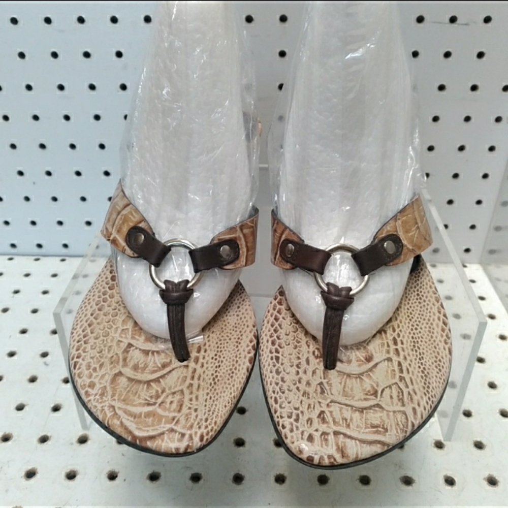 Franco Sarto| Snakeskin Print Sandal | Women Leather Thong 2" Low Heel Backless
